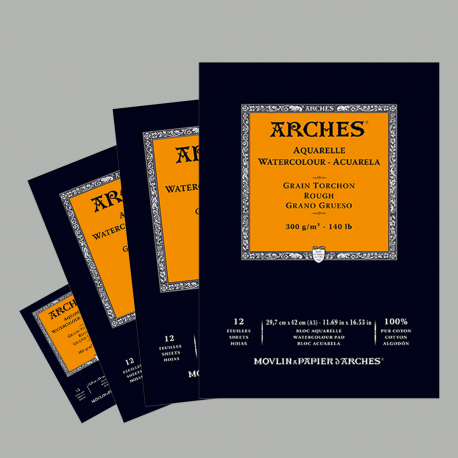 ARCHES - Blocco carta per acquerello 20 fogli 100% cotone 300 gr grana  ruvida 31x41 cm - Pat 25