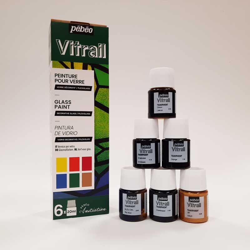 Colori per il Vetro Pébéo Vitrail, 6pz. x 20 ml