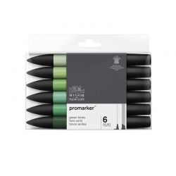 Set di 6 Pennarelli Verdi Promarker Winsor&Newton