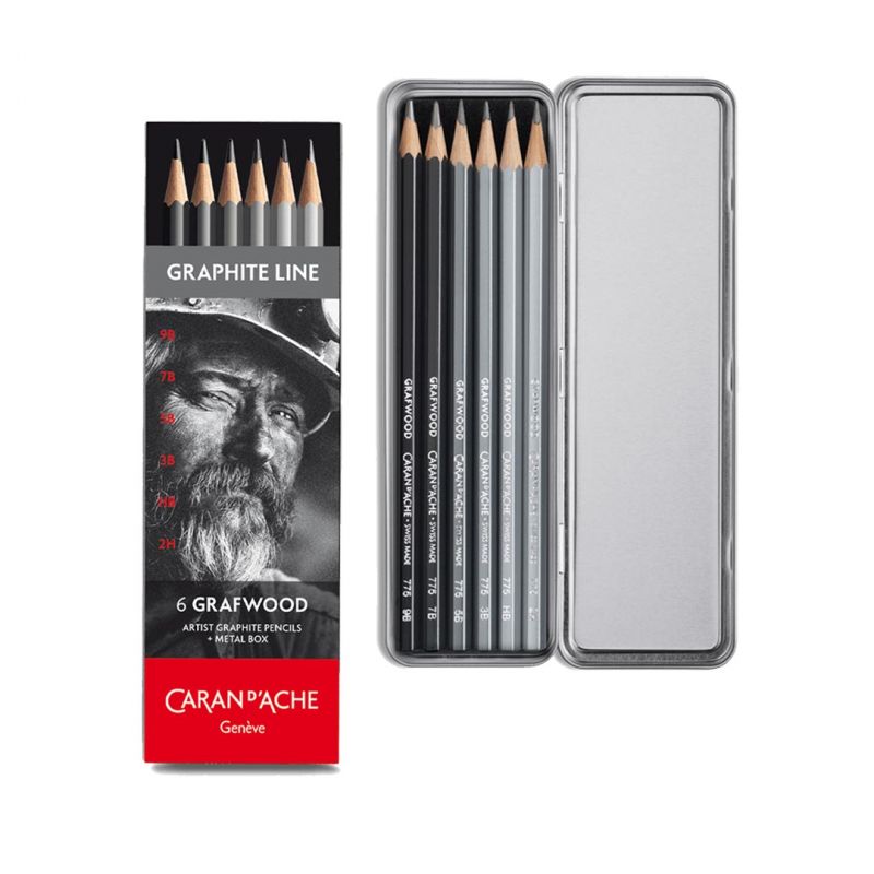 Matite Grafite Professionali Caran D'Ache Grafwood, Set 6 pz.