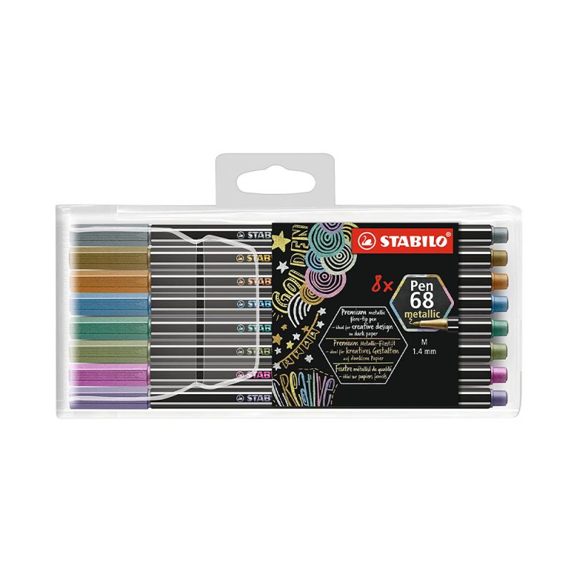 Stabilo Pen 68 Metallic, Blister da 8 Pennarelli