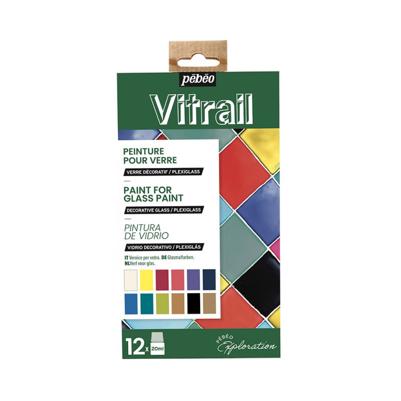 Set Colori per Vetro Pébéo Vitrail, 12pz. x 20 ml