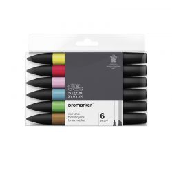 Set 6 pennarelli Promarker Winsor&Newton Toni Medi