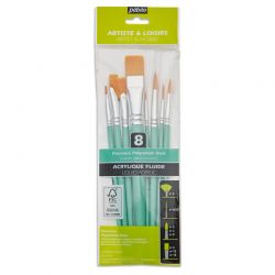 Set 8 Pennelli Sintetici Misti Pèbèo (con liner e ventaglio)