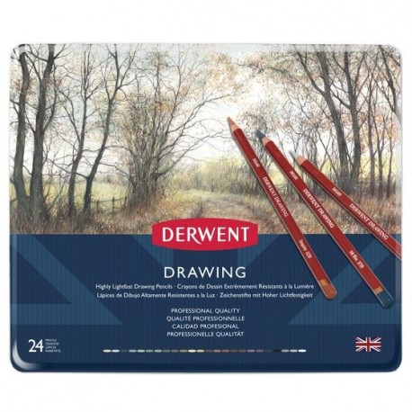 Derwent Coloursoft: Set Di 24 Matite Colorate In Scatola Di Latta, Perfette Per Disegni Vividi E Paesaggi