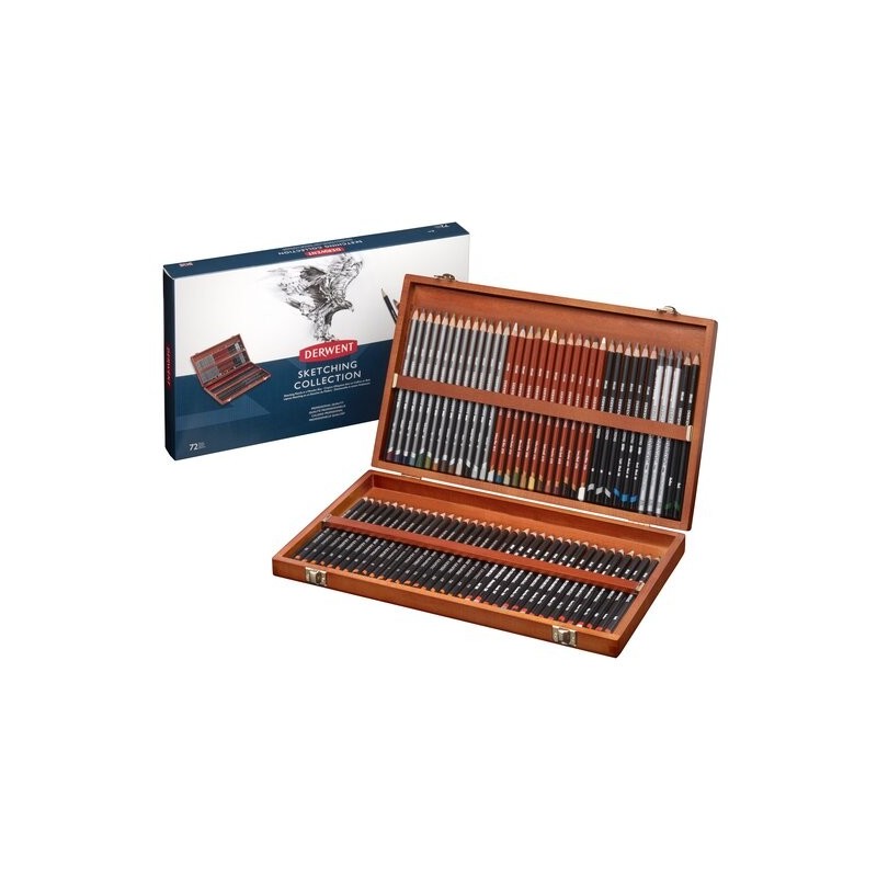 Derwent Sketching, Cofanetto in Legno da 72 pz.